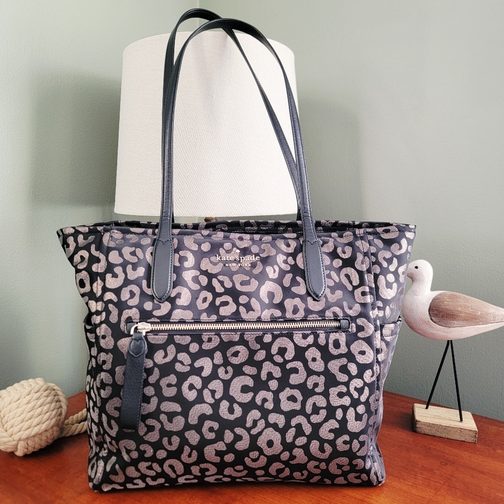 Kate Spade K9308 Chelsea Large Metallic Leopard Nylon Tote Bag